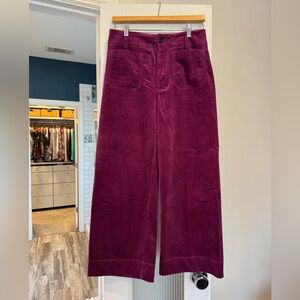 Anthropologie Maeve Magenta Corduroy Trousers